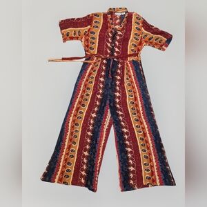 Vintage 100% Rayon Patterned Jumpsuit